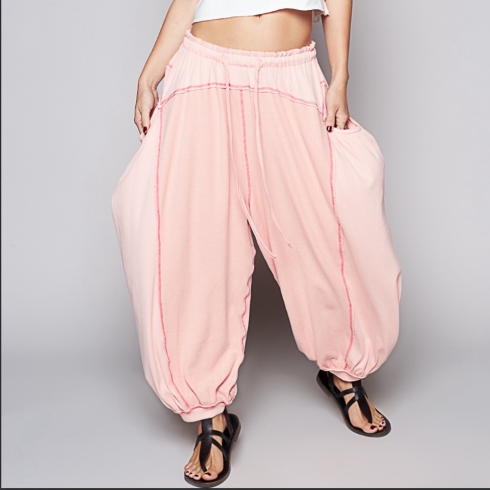 POL Women's Pink Harem Jumpsuit Pants